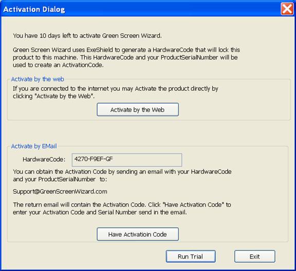 Green Screen Wizard Installation notes