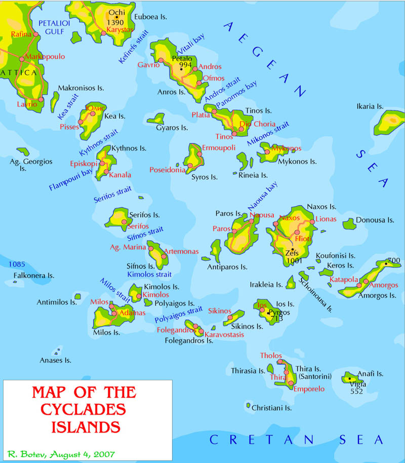 Kykladen Karte Kykladen Übersichtskarte