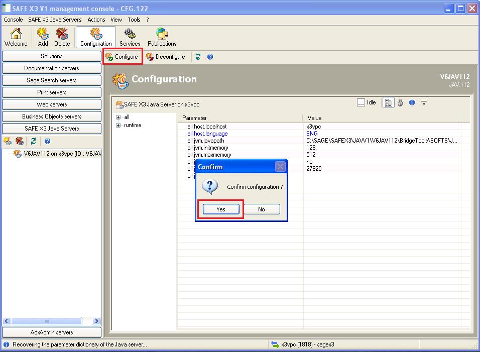 Safe X3 JAVA Server installation and Configuration II Sage X3