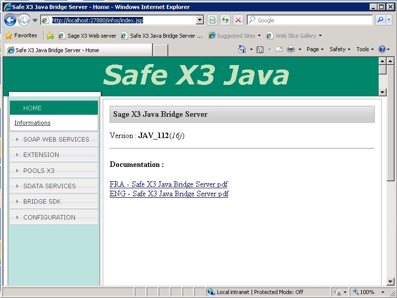 Safe X3 JAVA Server installation and Configuration II Sage X3