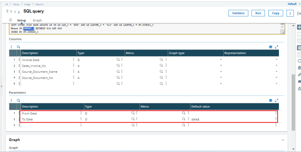 How to set parameters for SQL Query tool report Sage X3 Tips