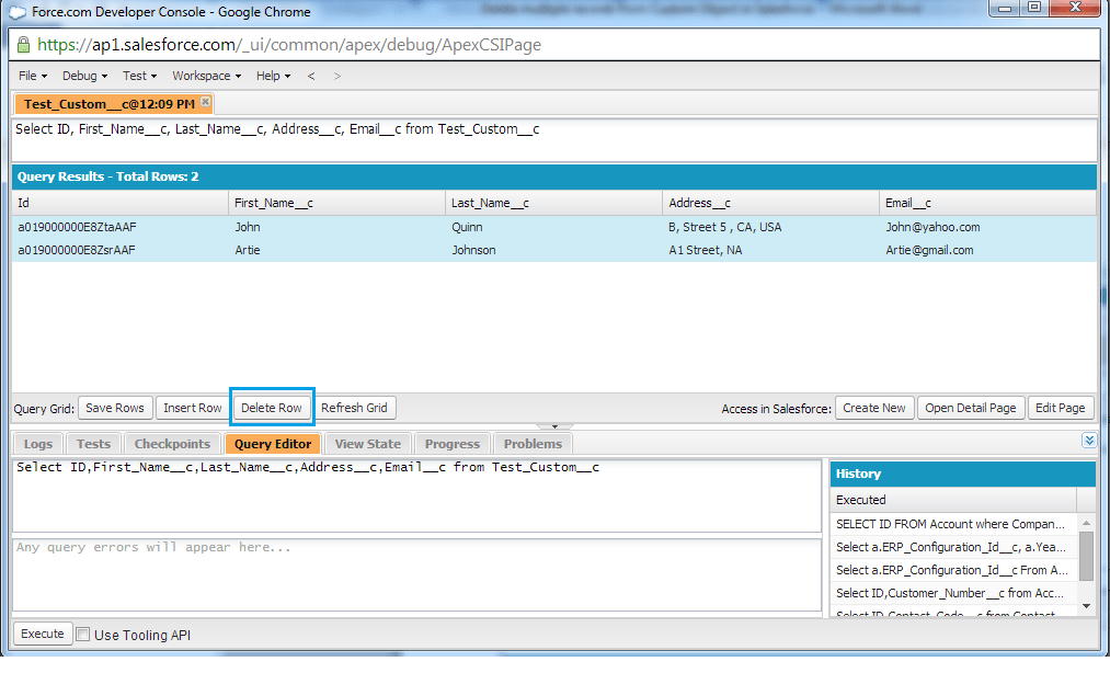 Delete multiple records from custom object in Salesforce Salesforce