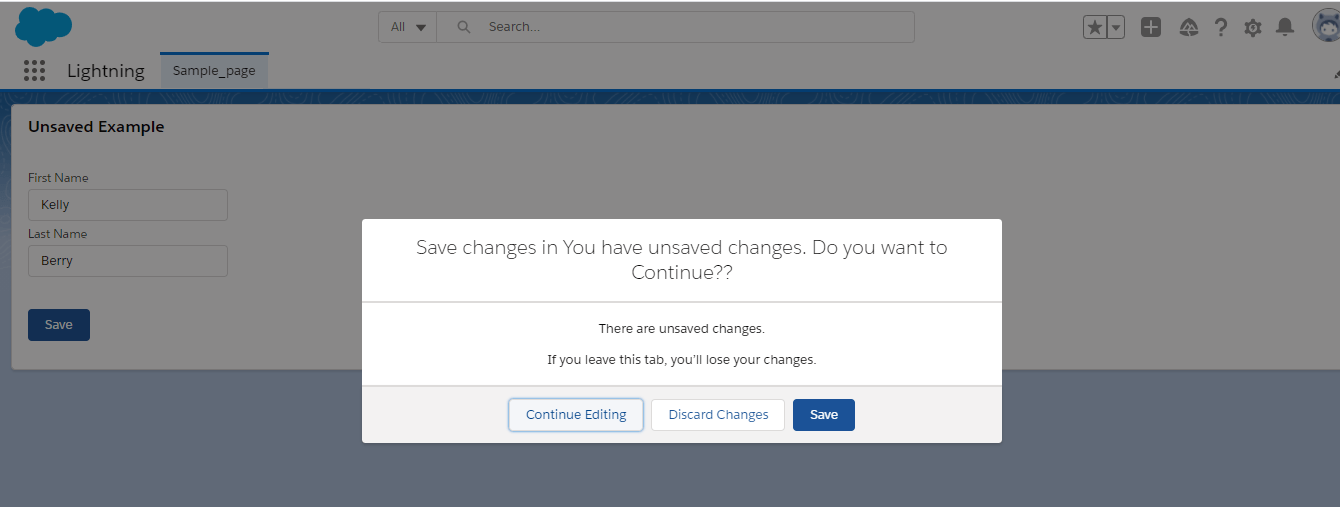 How to Notify User about Unsaved Changes on the UI using Lightning