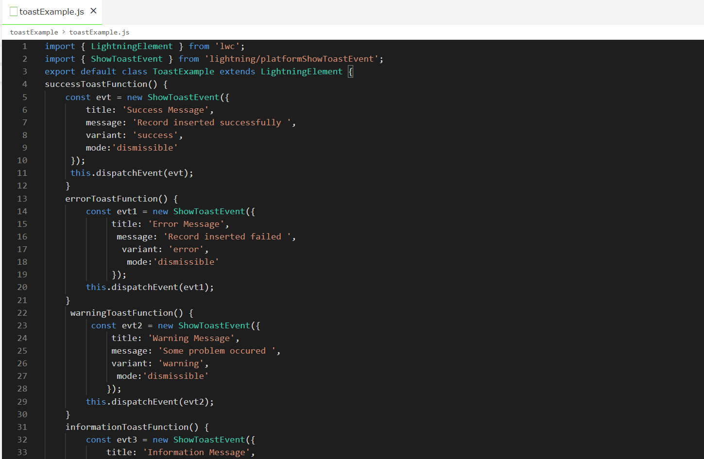 Toast Message in Lightning  Component