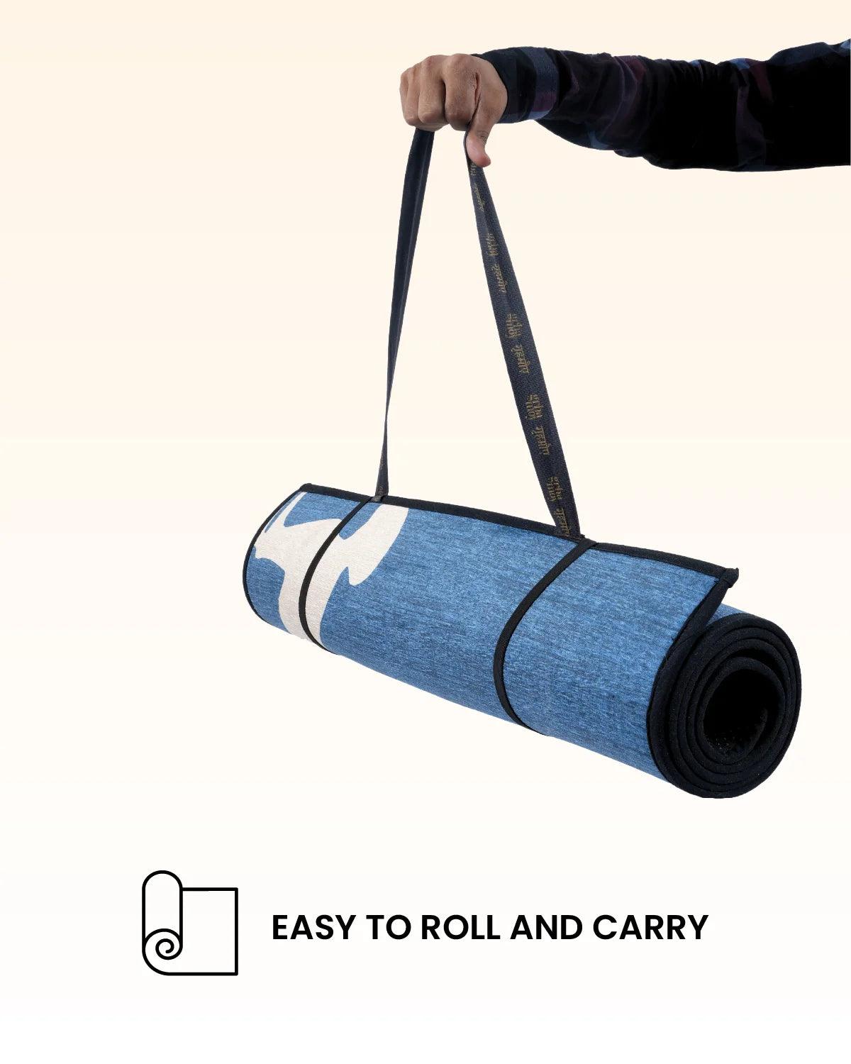 Stretching Asana Blue Yoga Mat Premium 8mm Extra Thick NonSlip