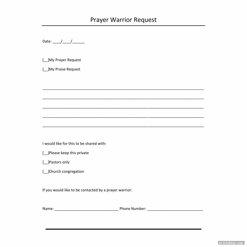 Prayer Request Form Printable - Gridgit.com
