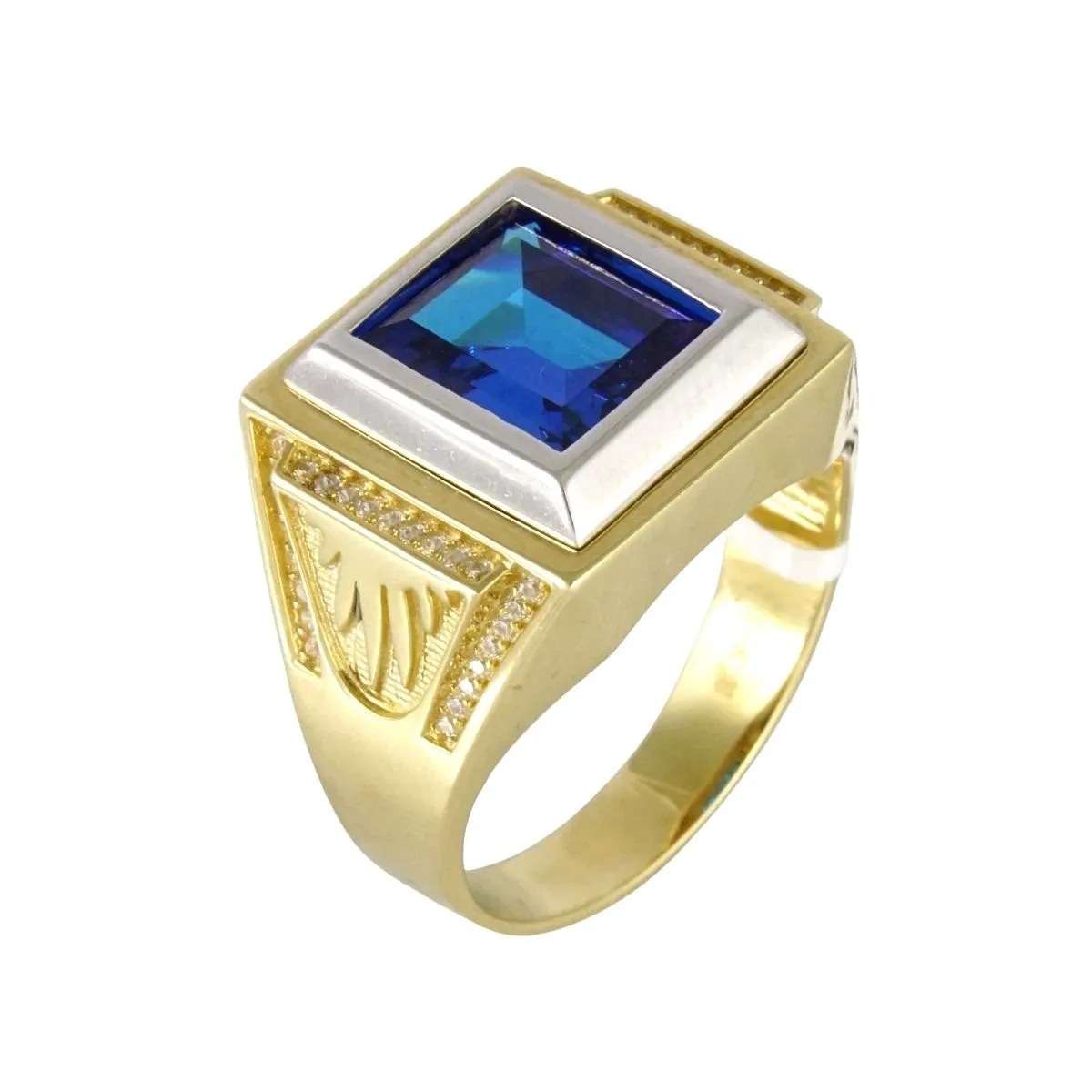 Square Blue Gold Ring 14k Grimal Jewelry