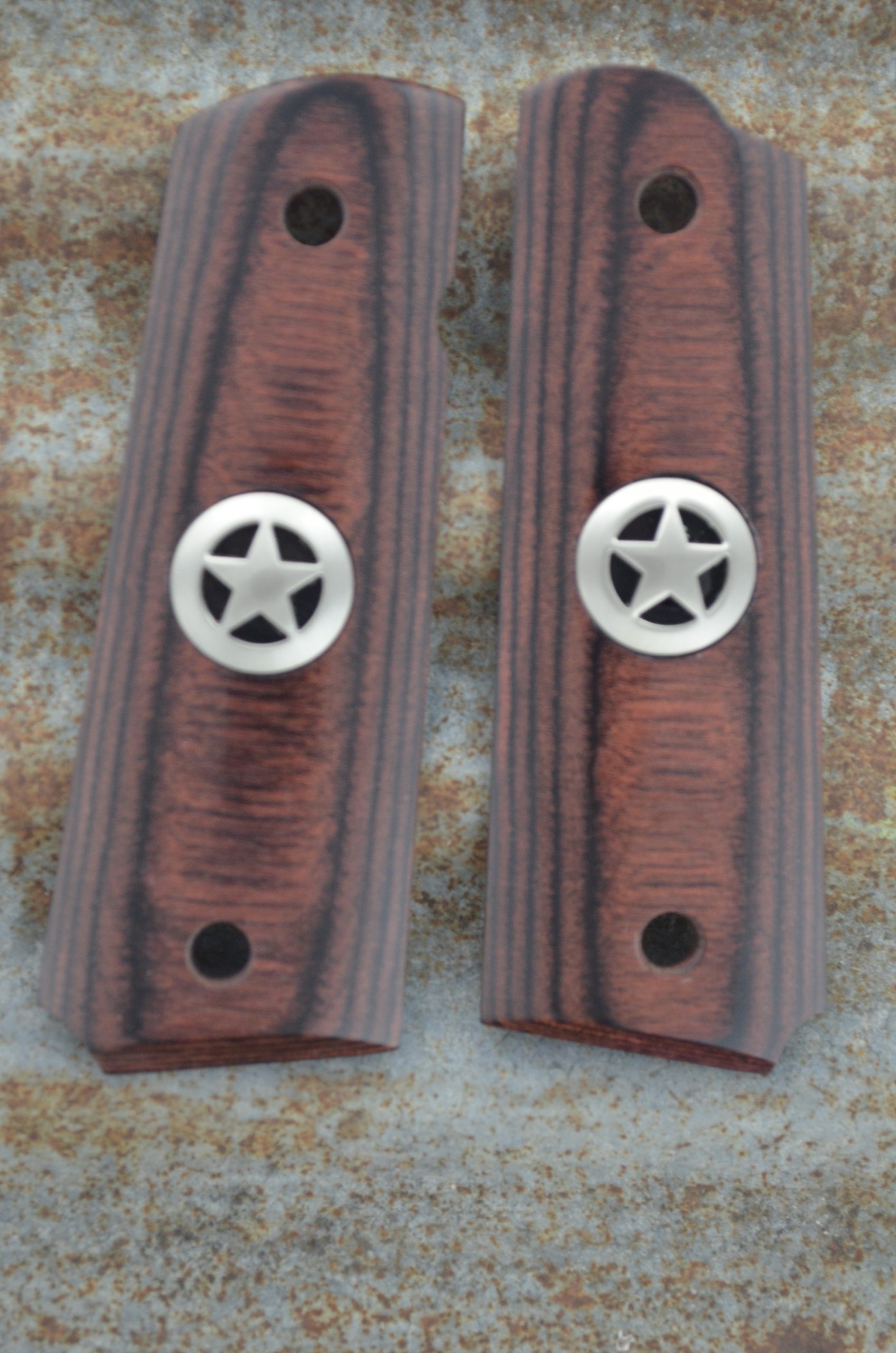 Rose wood 1911 grips with Texas star Terry’s Custom