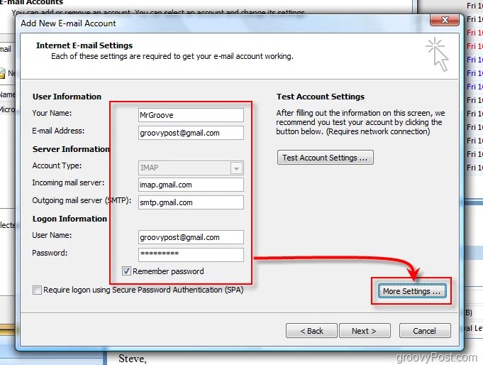Use Outlook 2007 with GMAIL mail Account using iMAP