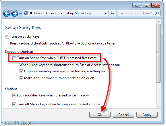 How to Disable Sticky Keys and Filter Keys In Windows 7