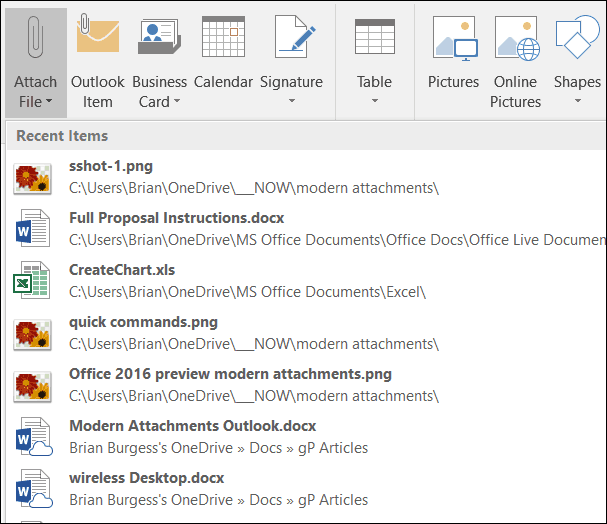 Office 2016 Preview Using Modern Attachments in Outlook