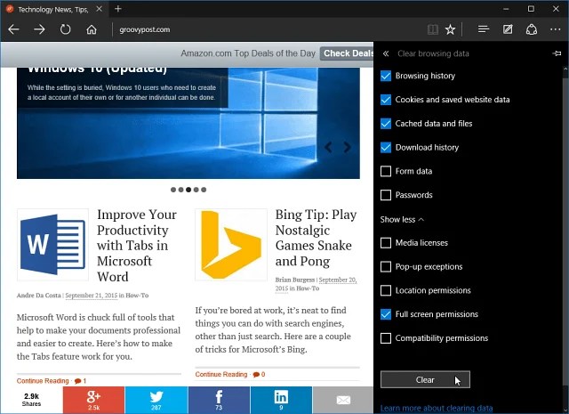 View and Delete Microsoft Edge Browsing History on Windows 10