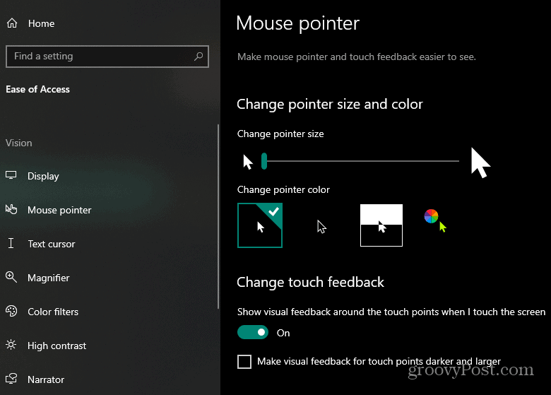 Windows 10 Tip Increase Size and Color of the Mouse Pointer