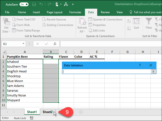How to Create DropDown Lists Using Data Validation in Microsoft Excel