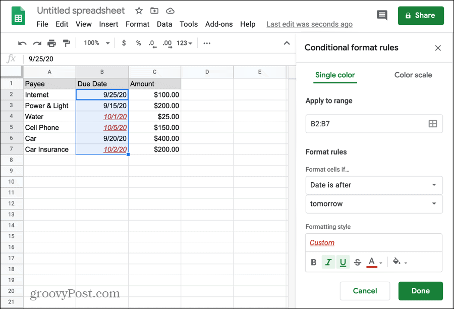 How to Use Conditional Formatting in Google Sheets for Common Tasks