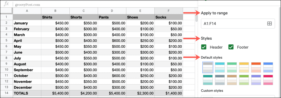 How to Alternate Row or Column Shading in Google.