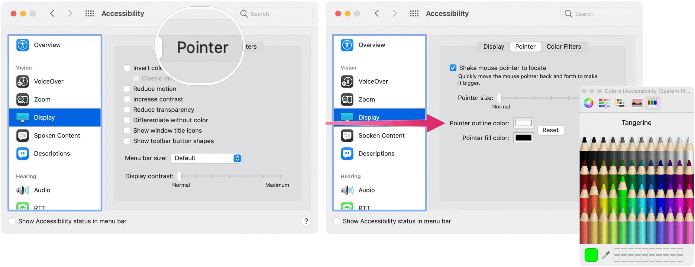 Accessibility How to change the cursor color in macOS Monterey