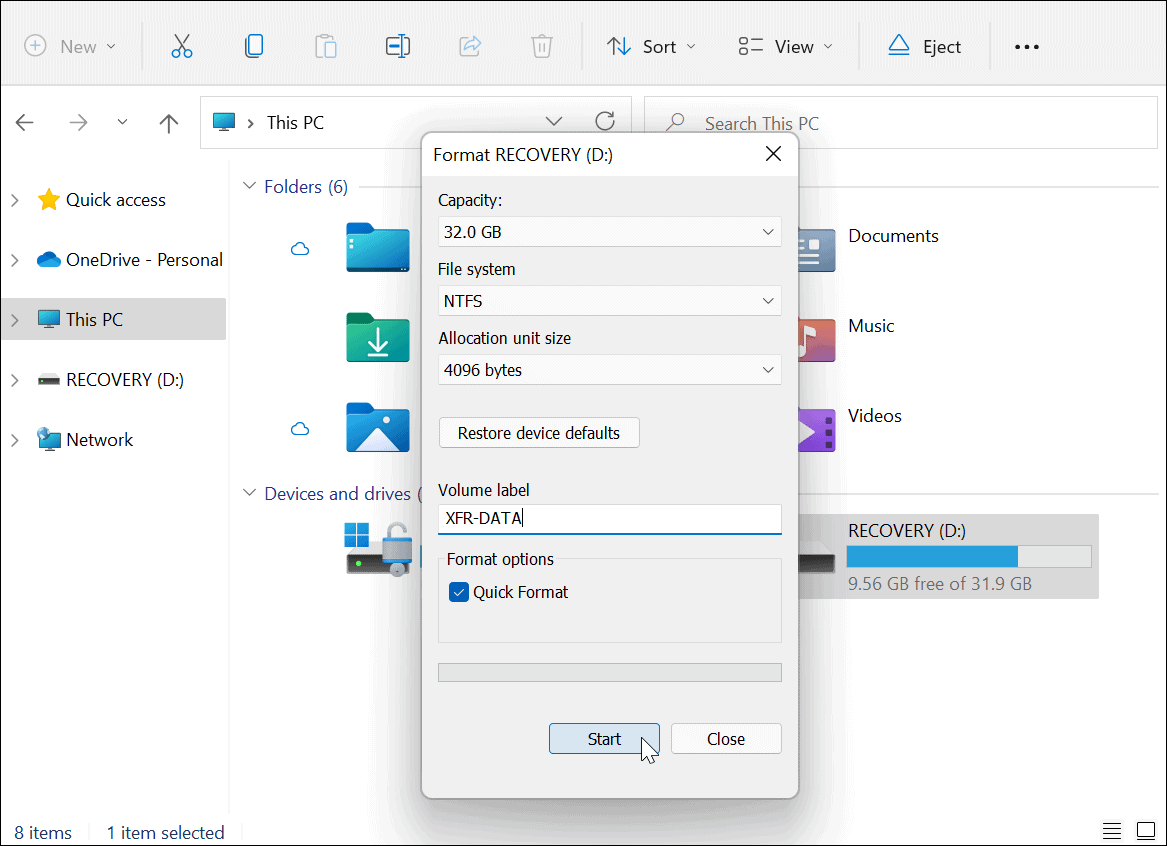 How to Format a Drive from File Explorer on Windows 11