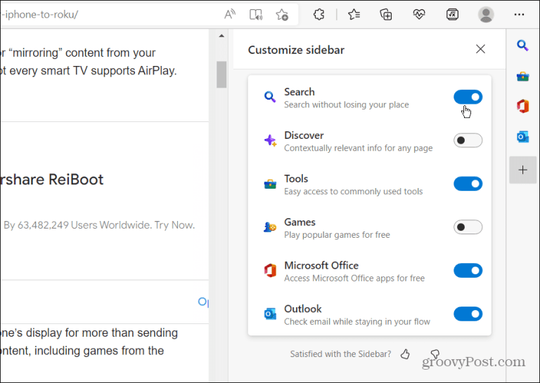 How to Disable the Microsoft Edge Sidebar