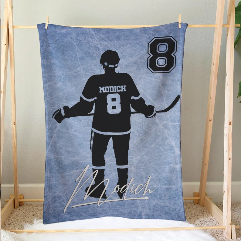 Personalized Hockey Blanket Gift