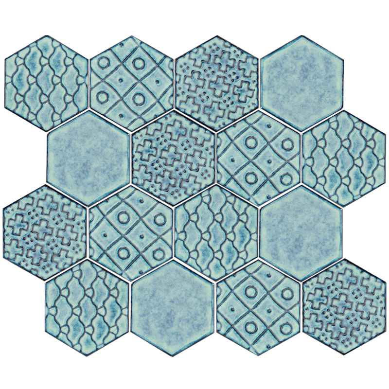 73mm Hexagon Bathroom Ceramic Porcelain Mosaic Tiles