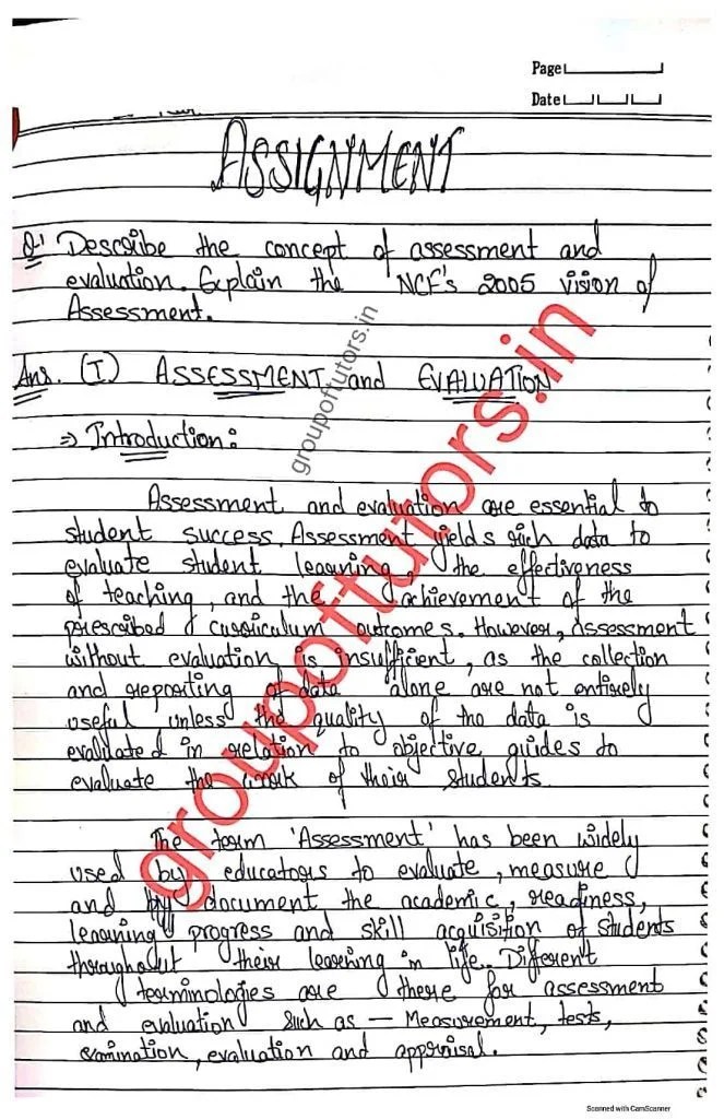 Assessment For Learning Notes for B.Ed Group Of Tutors