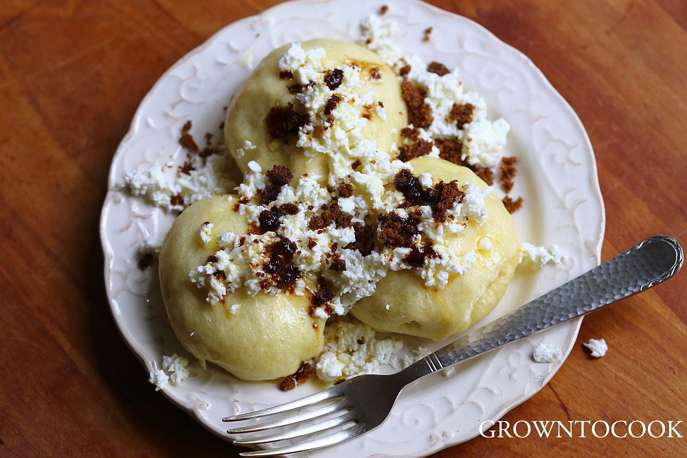 Czech fruit filled dumplings grown to cook