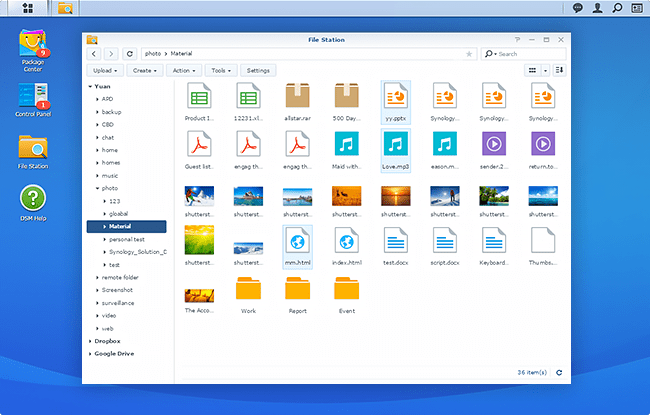Share files easily and safely across mulitple platforms with synology NAS.