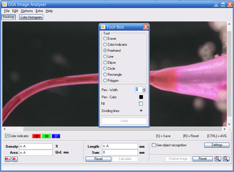 Image Analyser, Programm zur Analyse von 2DBildern.