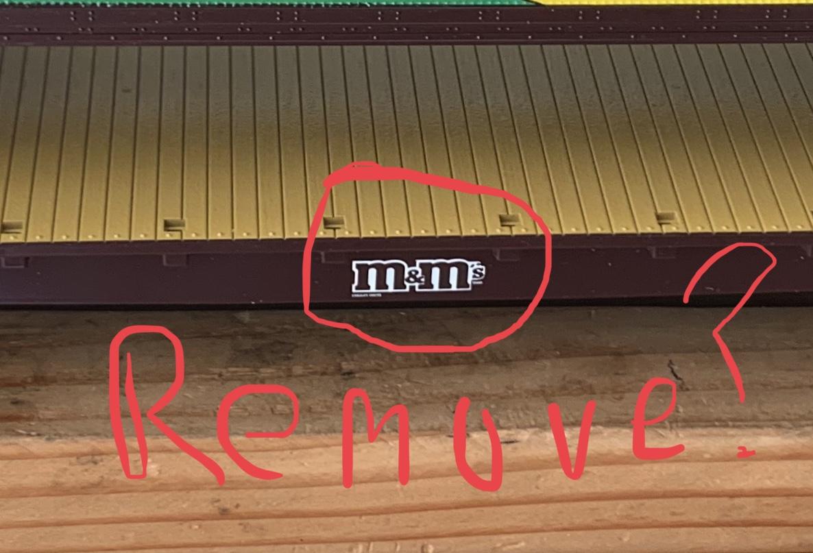 Removing lettering from MTH freight cars (w/o repainting) Kitbashing