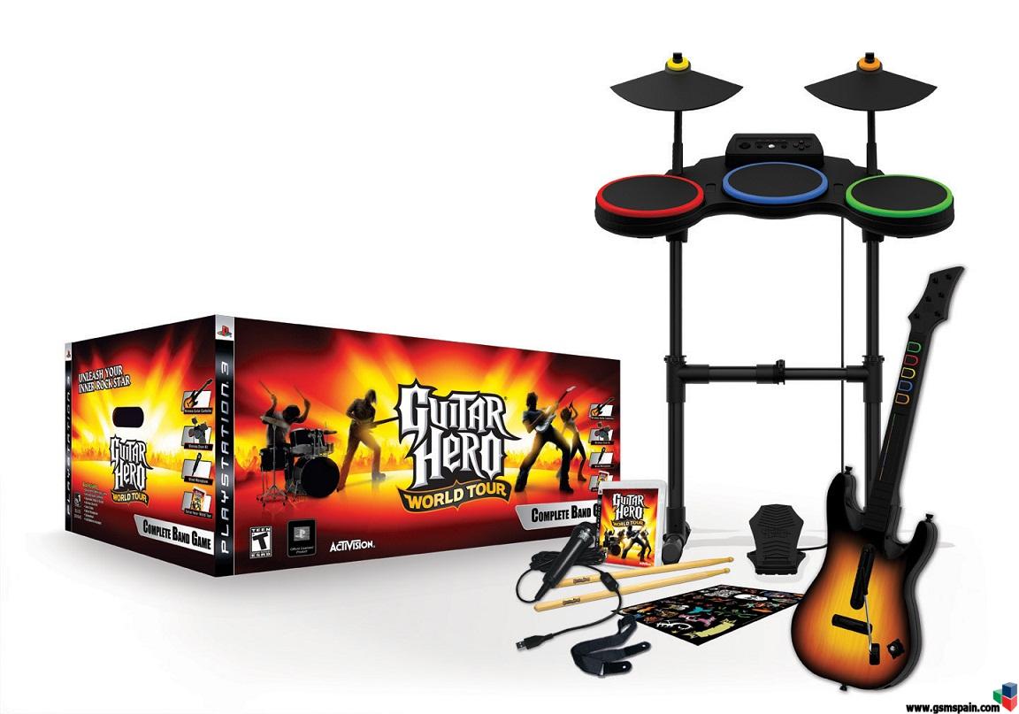 vendo GUITAR HERO WORLD TOUR PACK COMPLETO PS3 bateria, guitarra