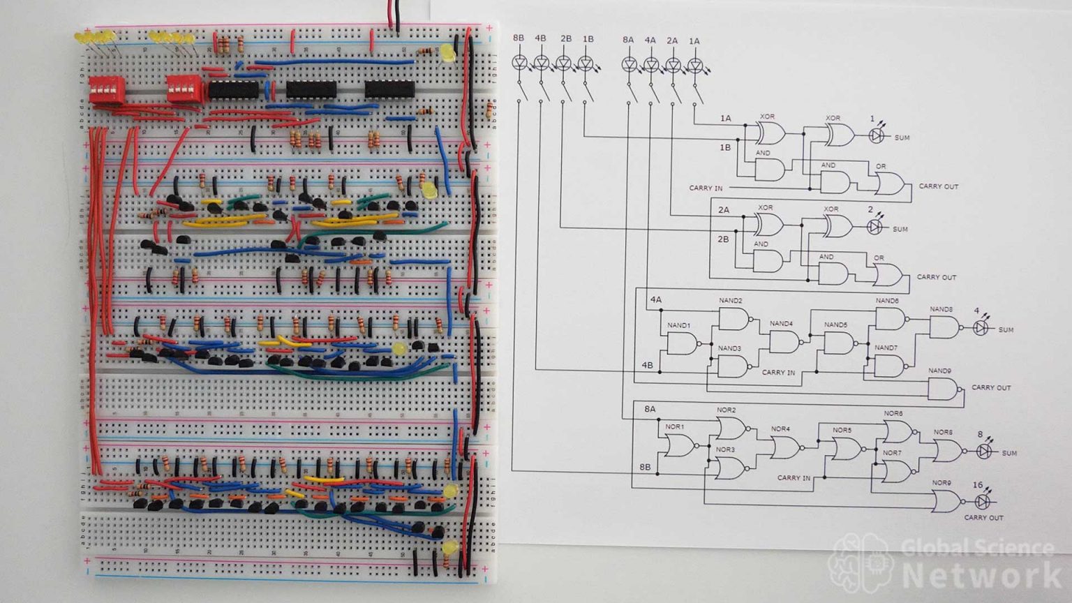 4 Bit Calculator Built Using Individual Transistors