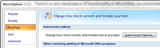 Auto Correct Option In Ms Word 2007