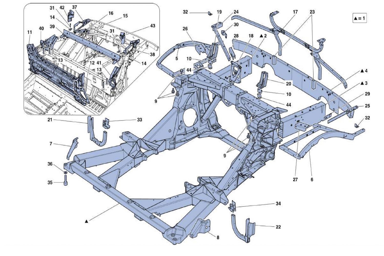 Rear Chassis | Classic Ferrari Parts Schematics