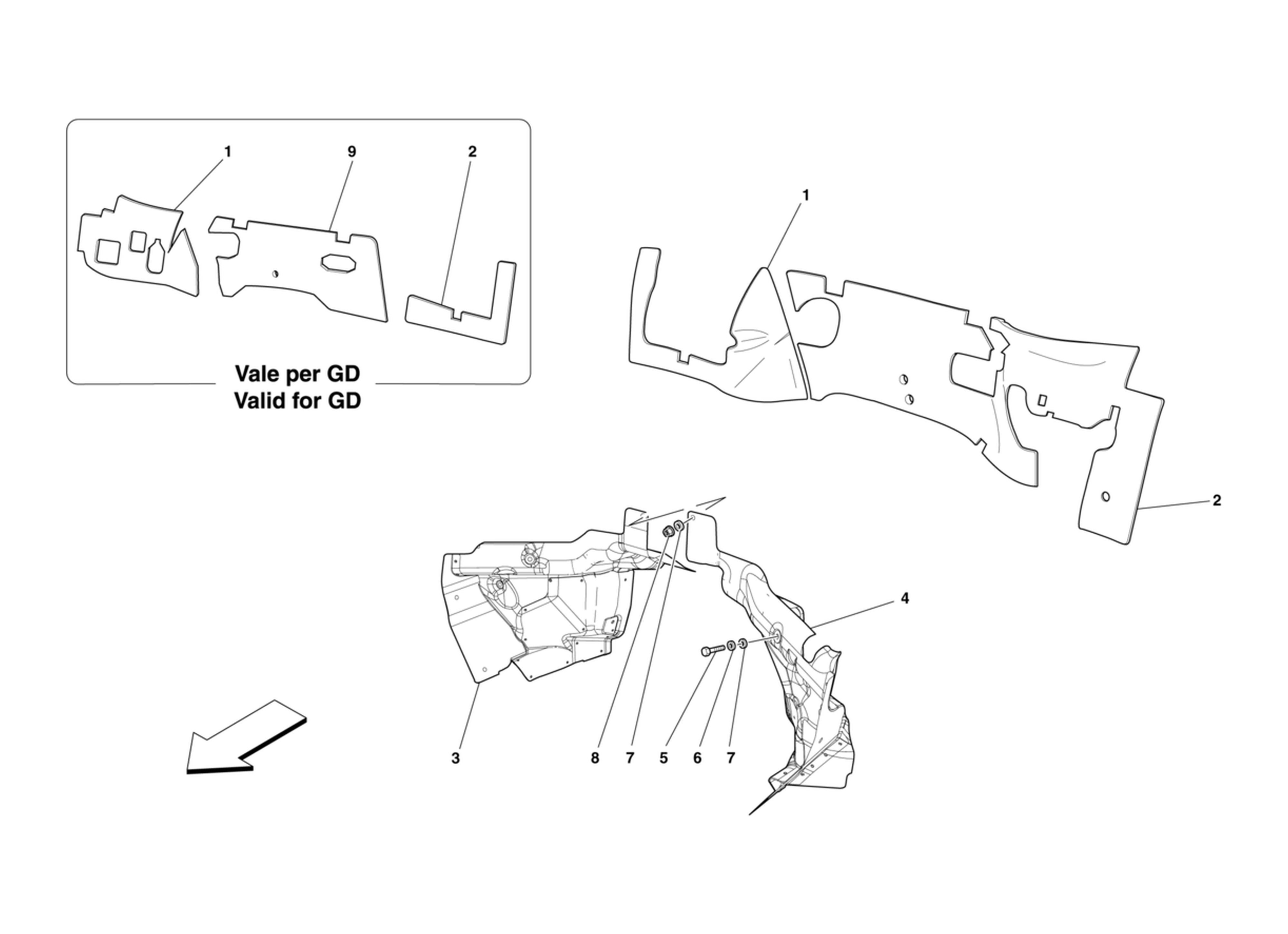 Engine Compartment Firewall Insulation Classic Ferrari Parts Schematics