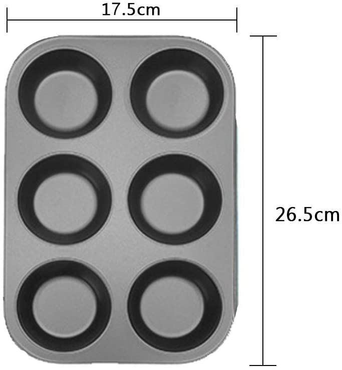 6 Cups Muffin Tray Nonstick BPA Free & Dishwasher Safe Cupcake Pan Black