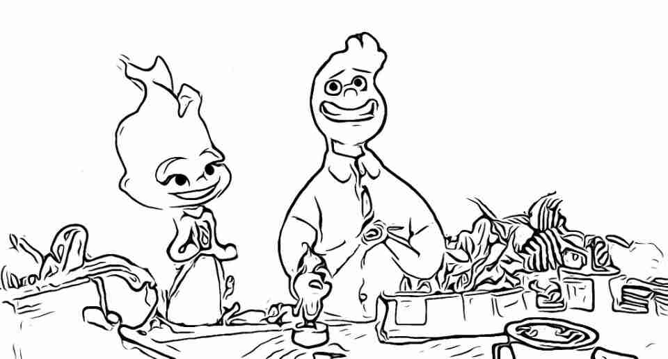 Disney's Elemental Coloring Pages Free Activity Printables