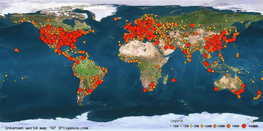r/MapPorn World map of internet usage, rates and total number.
