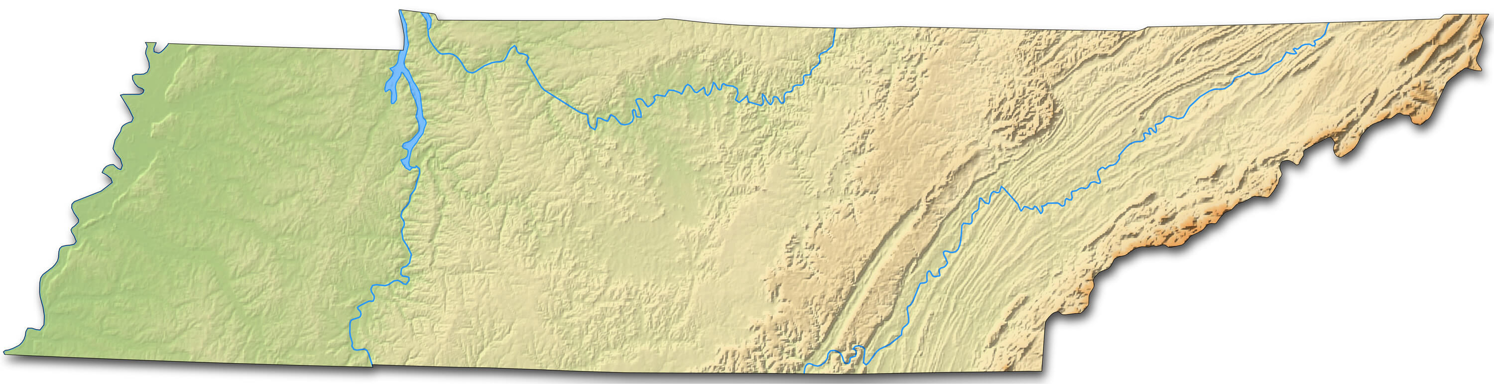 Tennessee Physical Map And Tennessee Topographic Map