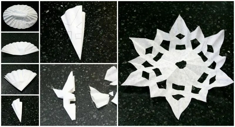 16 Easy DIY Patterns for Making Coffee Filter Snowflakes | Guide Patterns