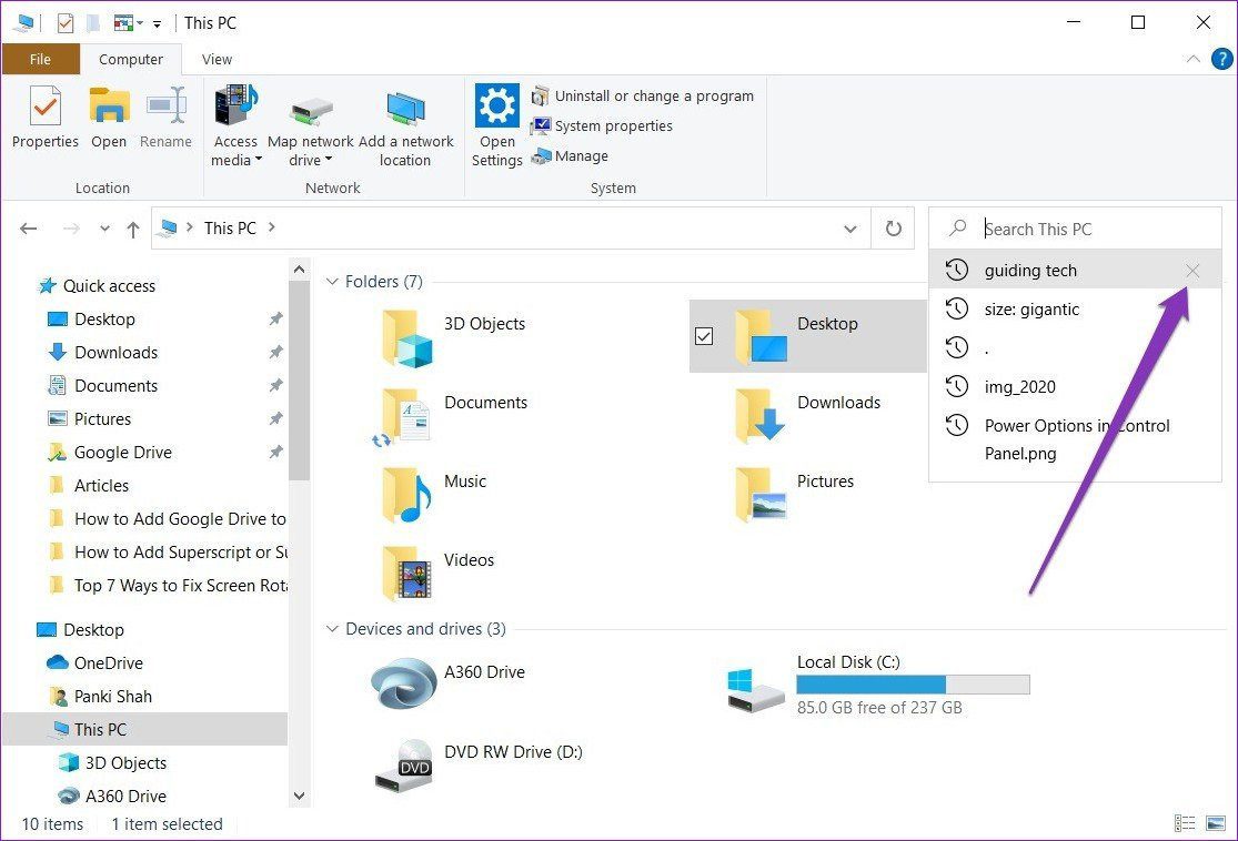How to Clear File Explorer Search History in Windows 10