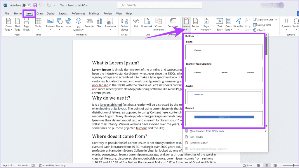 How to Put Different Headers and Footers on Different Pages in Word