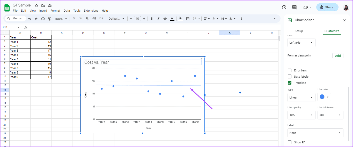 How to Add and Customize a Trendline on a Chart in Google Sheets Guiding Tech