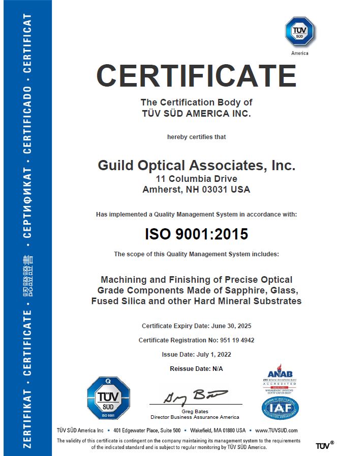Guild Optics ISO Cert Guild Optical Associates