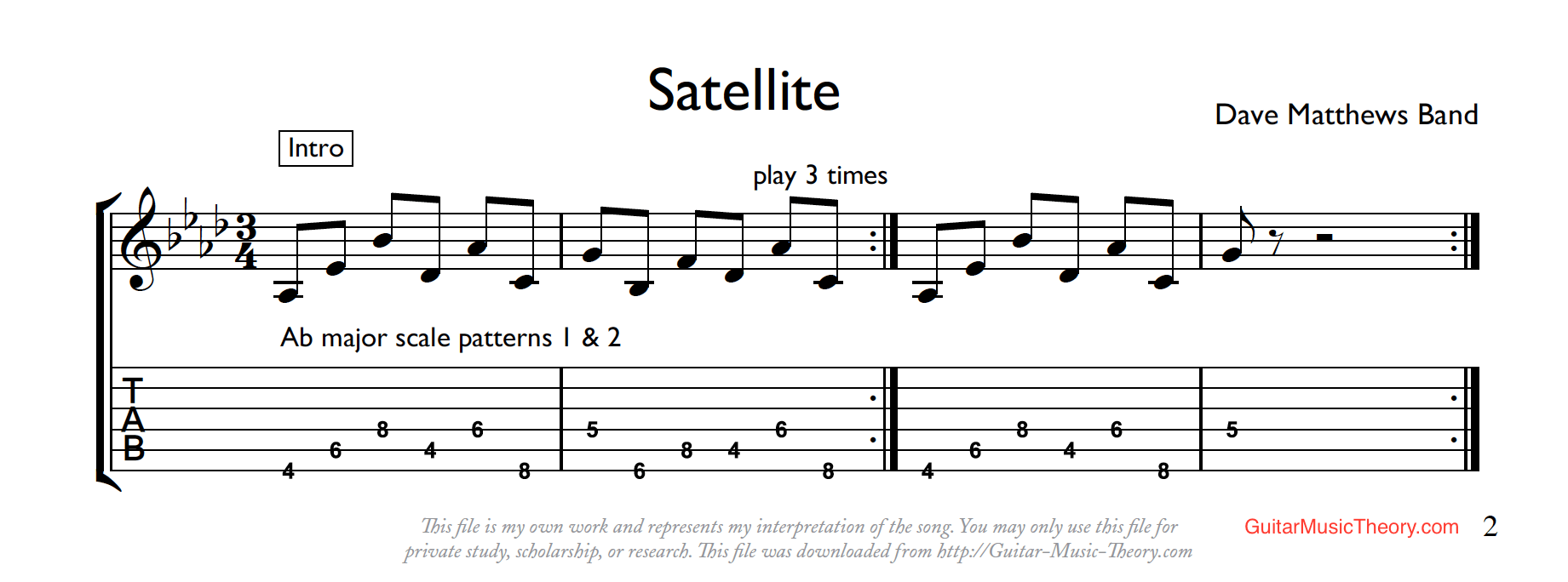 Satellite Tab Guitar Music Theory by Desi Serna