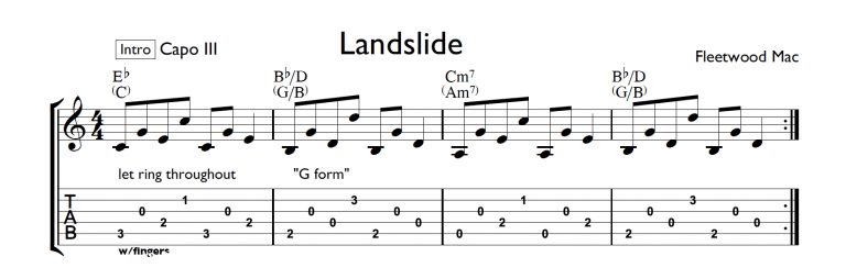 Landslide Music Tab Chords Guitar Fingerpicking Songs Guitar Music