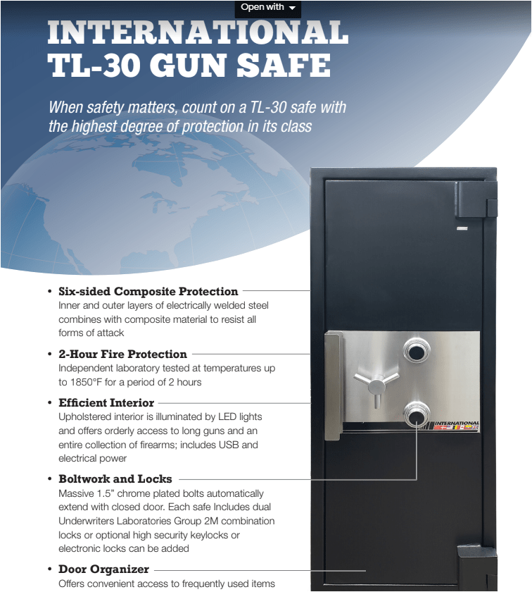 International Tl30 Gun Safe IFTL305921GS