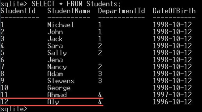 SQLite INSERT, UPDATE, DELETE Query with Example