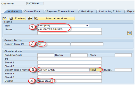 Create Customer Master By TCode XD01