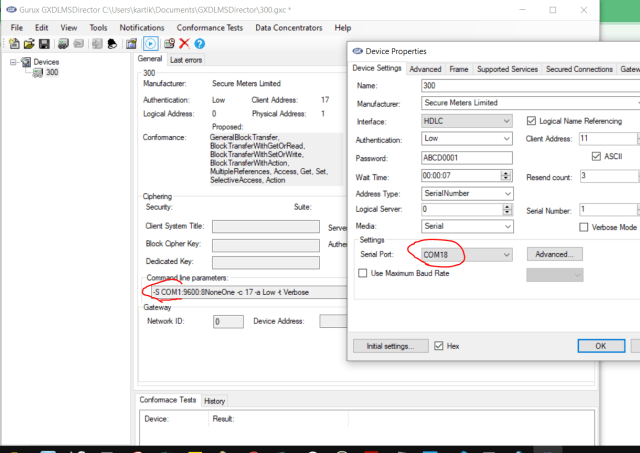 Reading from SECURE Premier 300 meter using Serial port | for DLMS